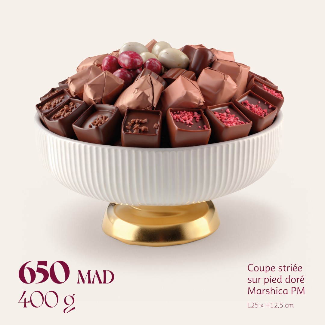 Coupe striée sur pied doré Marshica